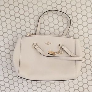 coach creme colored handbag